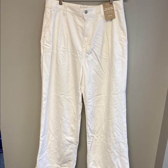 Madewell White Flare Wide Leg Jeans Textured Denim - Picture 4 of 9